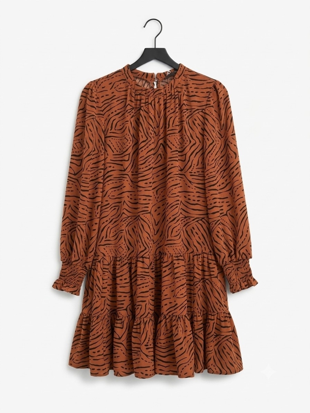 Nine West Rust Patterned Tiered Mini Dress Size S - Picture 2 of 9